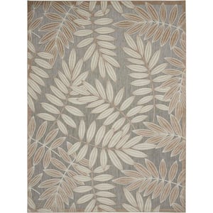 Aloha Natural 6 ft. x 9 ft. Floral Modern Indoor/Outdoor Patio Area Rug