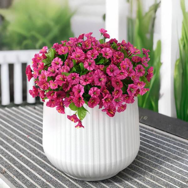 Afoxsos 12.00 in. 8 Bundles Artificial Flowers for Outdoor Spring
