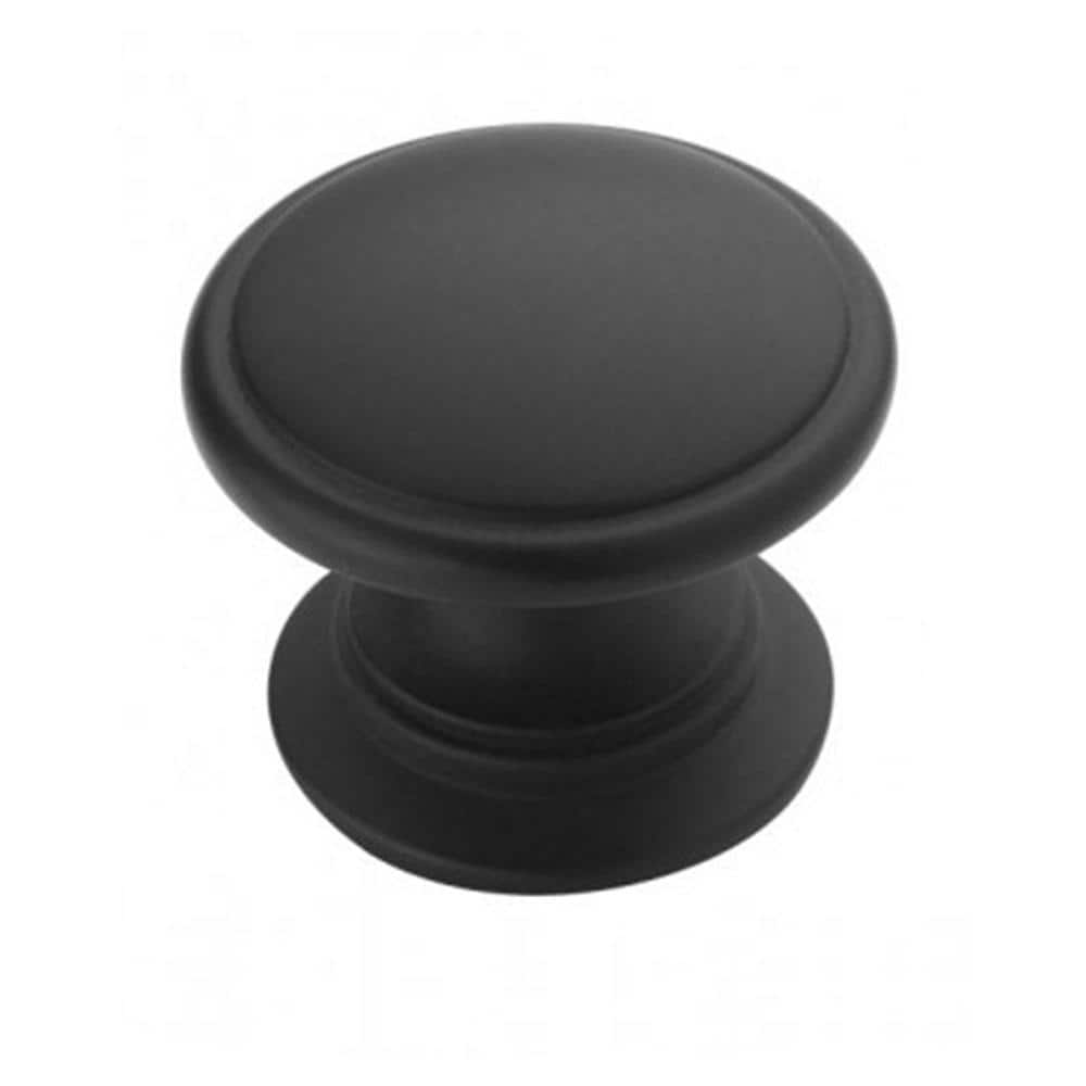 Ravino 1-1/4 in. (32mm) Traditional Matte Black Round Cabinet Knob