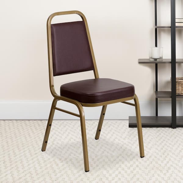 Carnegy Avenue Vinyl Stackable Chair in Brown CGA-FD-1302-BR-HD - The Home  Depot