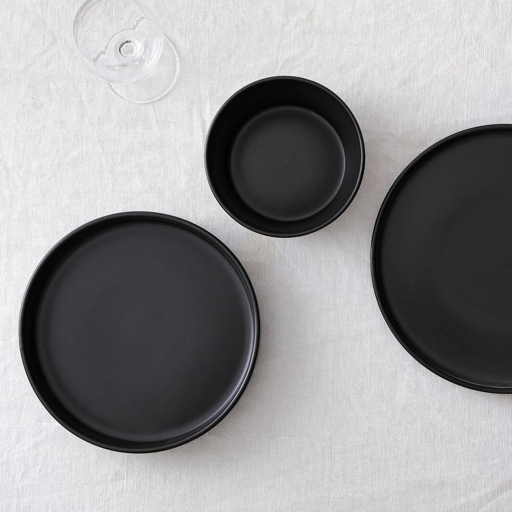 Celina Black Ceramic 12-Piece Dinnerware Set