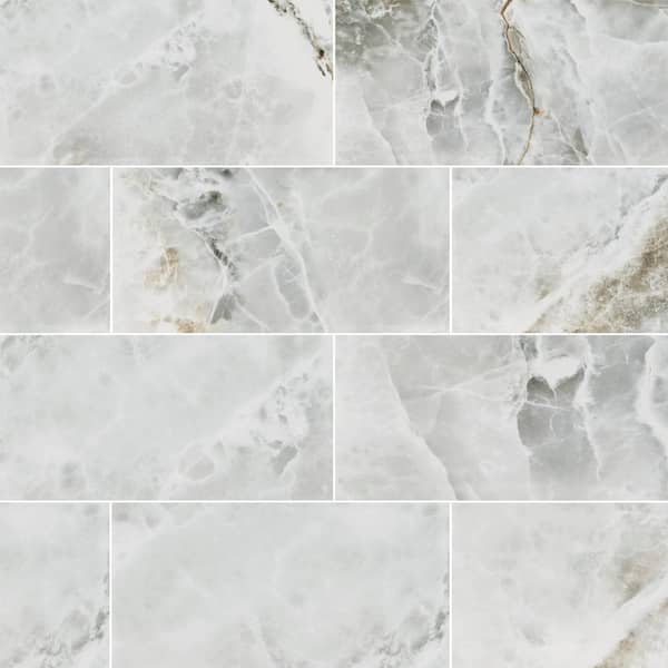 MSI Take Home Tile Sample-Hornbill Gray 4 in. x 4 in. Polished Porcelain Stone Look Floor and Wall Tile