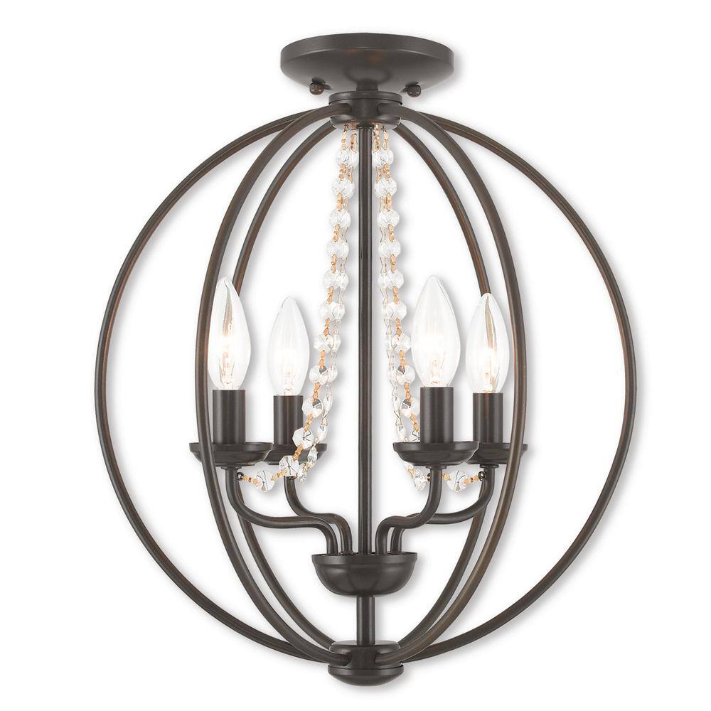 Arabella English Bronze 4-Light Mini Chandelier with Crystals