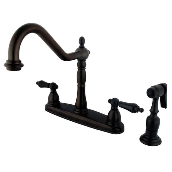 Kingston Brass Heritage 2-Handle Standard Kitchen Faucet with Side Sprayer in Oil Rubbed Bronze