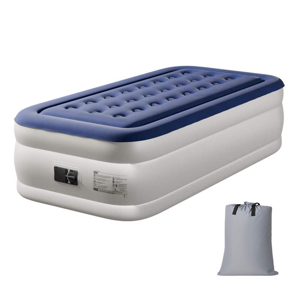 Blue & White Twin Air Mattress with Built-in Pump Comfort Blow Up Mattress price history on PriceWatchPro