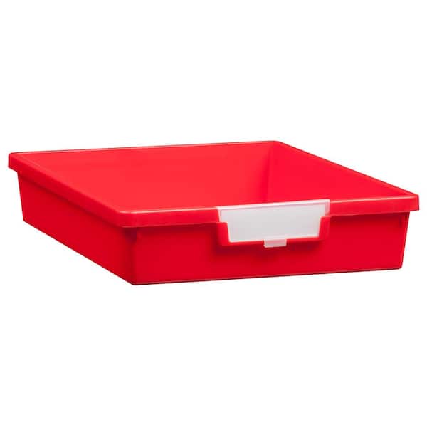 Unbranded 2 Gal. - Tote Tray - Slim Line 3 in. Storage Tray in Primary Red