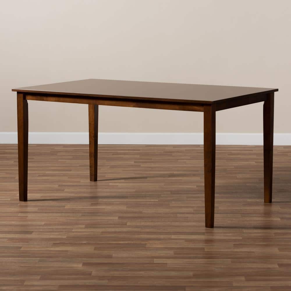 Contemporary Walnut Brown Wood Counter Height Dining Table