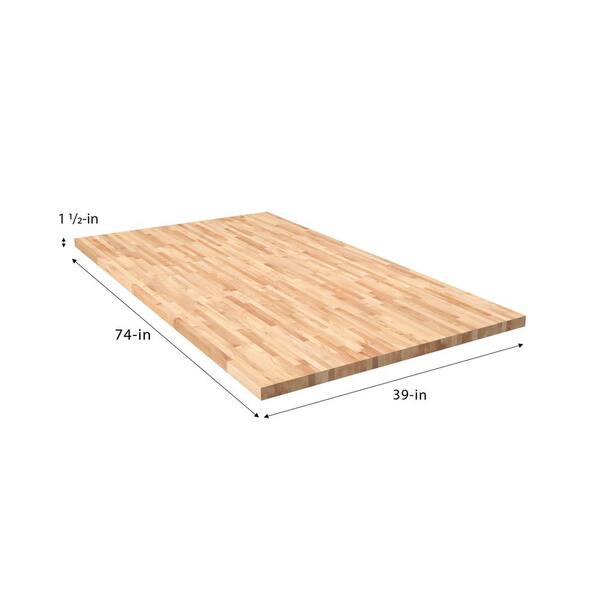 6 ft. L x 39 in. D Unfinished Maple Solid Wood Butcher Block Island Countertop With Square Edge