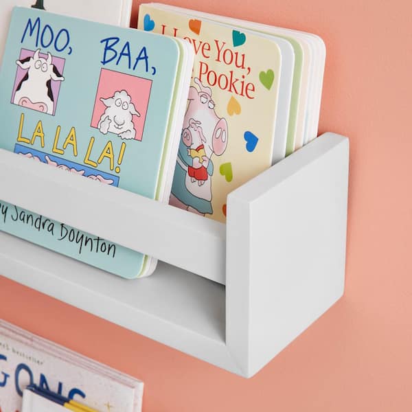 StyleWell Kids White Wood Floating Wall Shelves (Set of