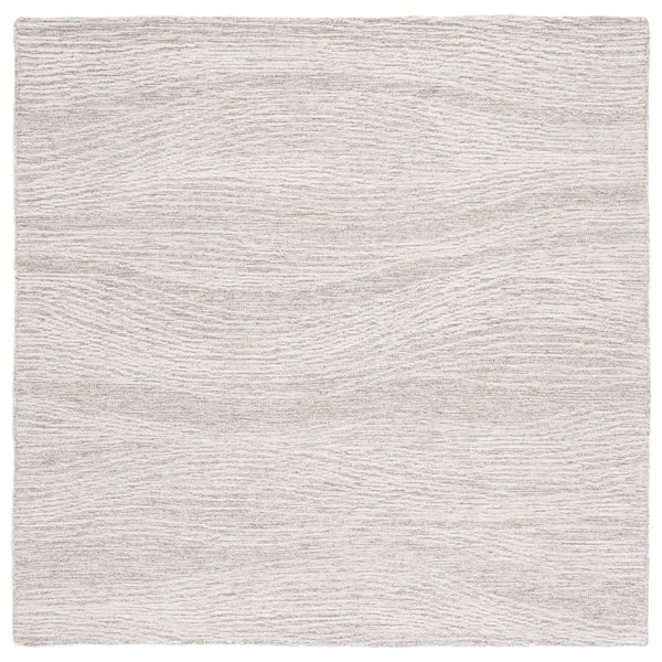 Metro 10 ft. x 10 ft. Square Natural/Ivory Abstract Waves Area Rug