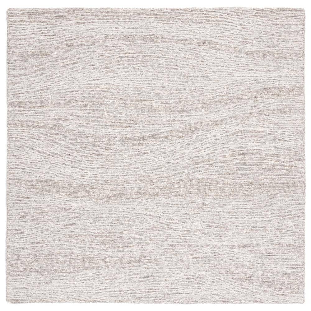 Ivory Elegance 6' Square Hand-Tufted Wool Area Rug