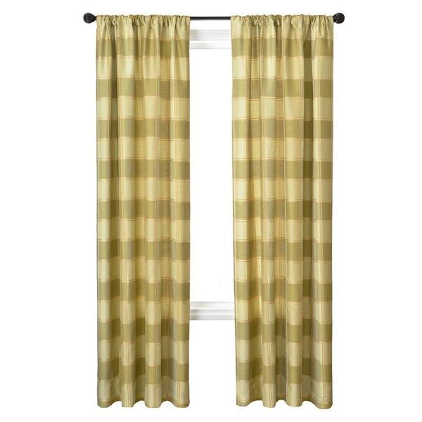 null Sheer Plaid Celery Diplomat Rod Pocket Curtain - 55 in.W x 84 in. L