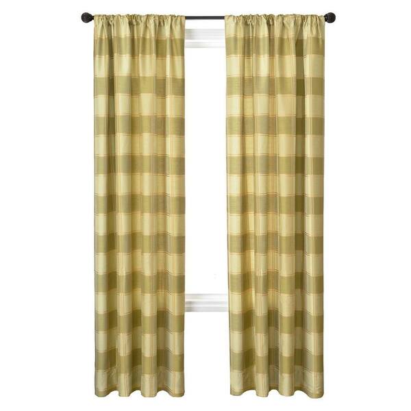 null Sheer Plaid Celery Diplomat Rod Pocket Curtain - 55 in.W x 96 in. L