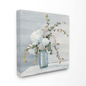 24 in. x 24 in. "Beautiful Jar Flowers Blue Grey Painting" by Julia Purinton Canvas Wall Art