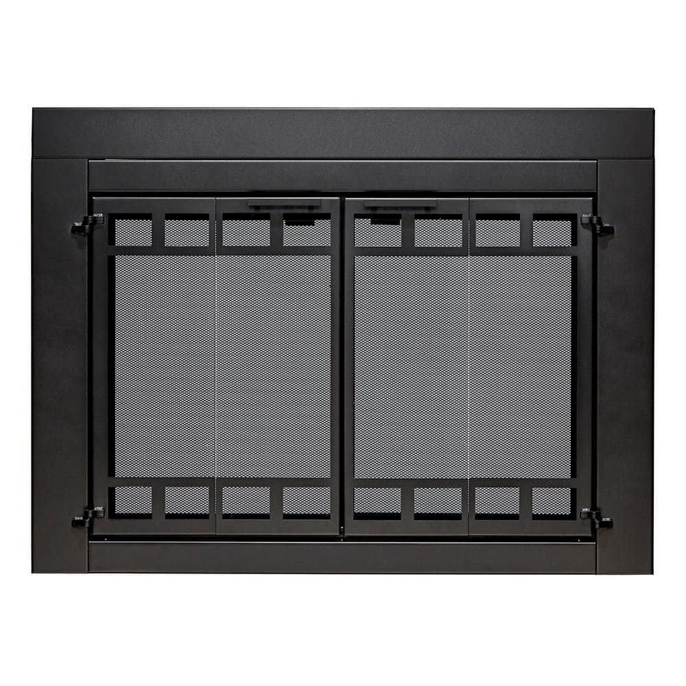 UniFlame Uniflame Small Connor Black Bi-fold style Fireplace Doors with ...