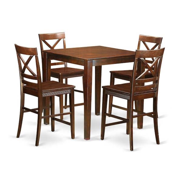 East West Furniture 5-Piece Mahogany Finish Solid Wood Top - Dining Room Set - Seats 4