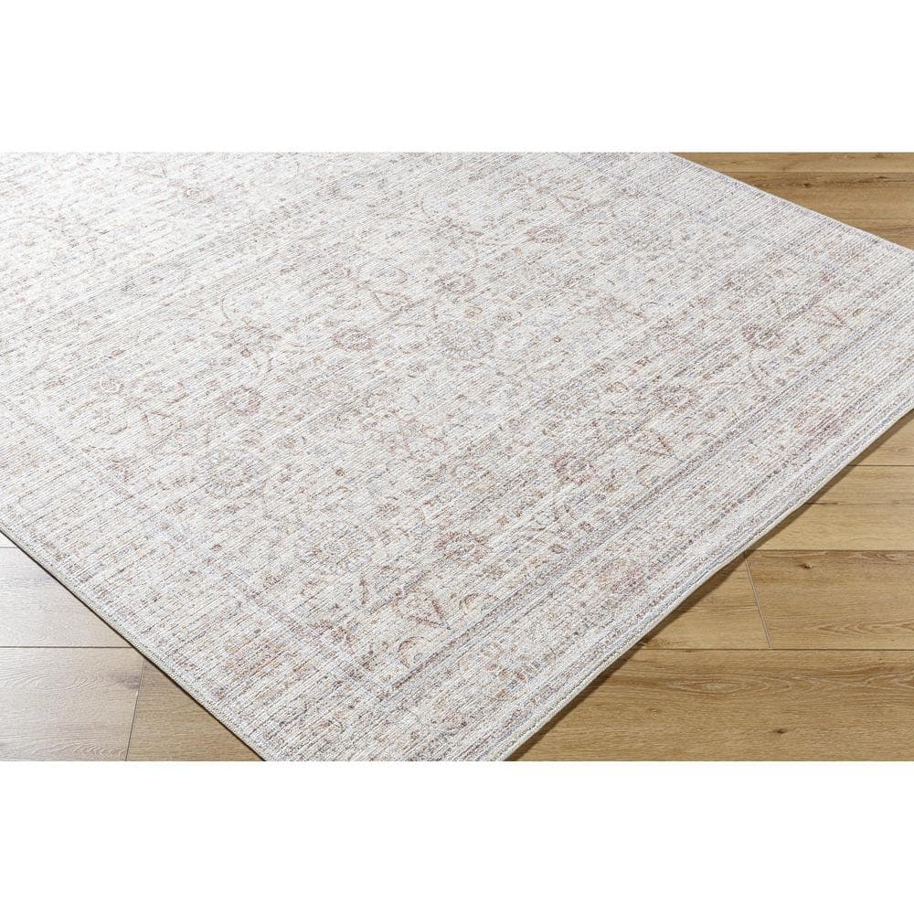 Ivory and Light Gray Synthetic Reversible Runner Rug, 2'6" x 7'3"