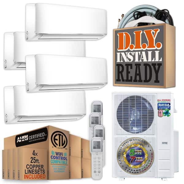 48000 BTU 4-Ton Quad Wall Mount Ductless Mini Split Air Conditioner with Heat Pump, 220-Volt
