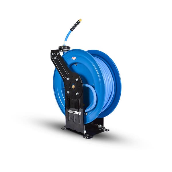 3/8 in. x 100 ft. Heavy Duty Rubber Air Hose and Dual Arm Powder-Coated Steel Hose Reel