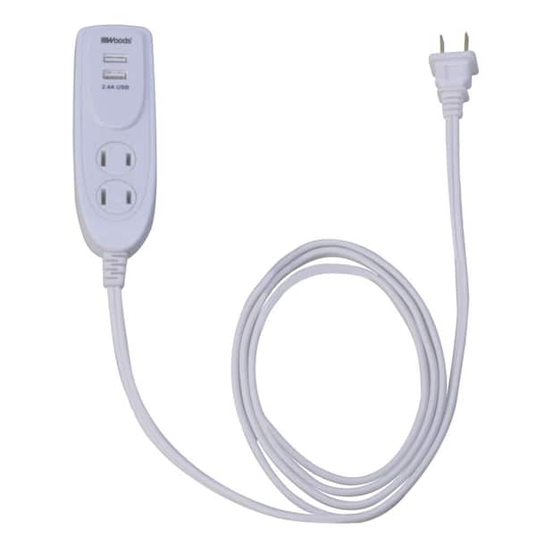 Woods 4 ft. 2-Outlet Desktop USB Charger Extension Cord