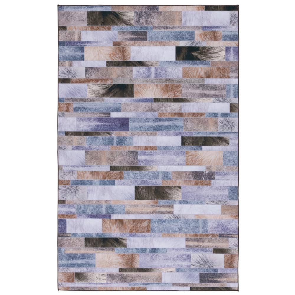 Multicolor Faux Fur Rectangular Washable Area Rug