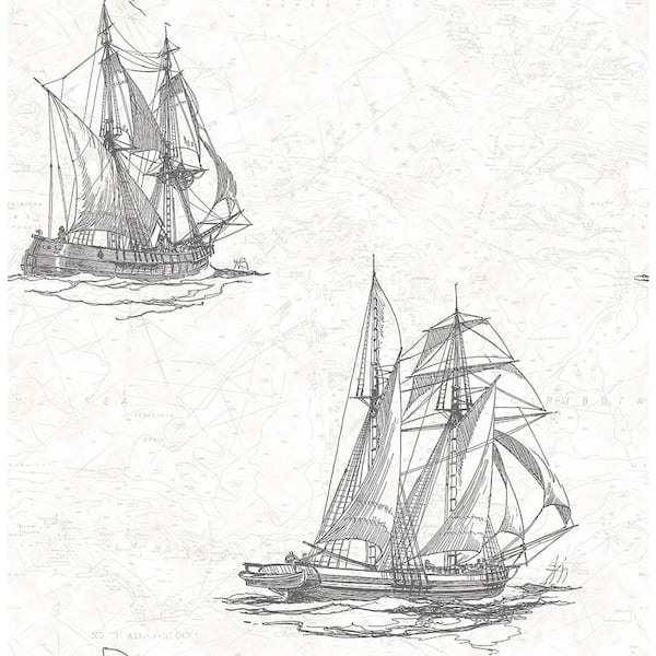 Chesapeake Hudson Bay Ivory Nautical Ivory Wallpaper Sample