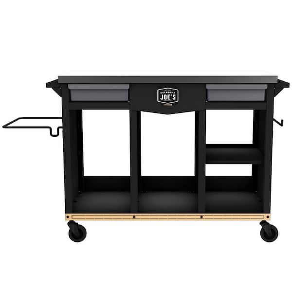 OKLAHOMA JOE'S Black Deluxe Workstation Prep and Storage Outdoor Grill Cart  23252169 - The Home Depot