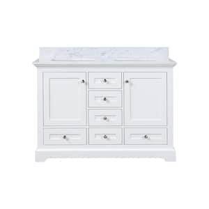 Dukes 48 in. W x 22 in. D White Double Freestanding Bath Vanity with Carrara Marble Top