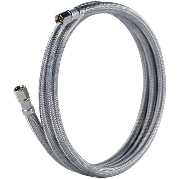 EASTMAN 41033 Ice Maker Connector 1/4 Inch Compression, 5 ft Flexible  Braided Stainless Steel Hose