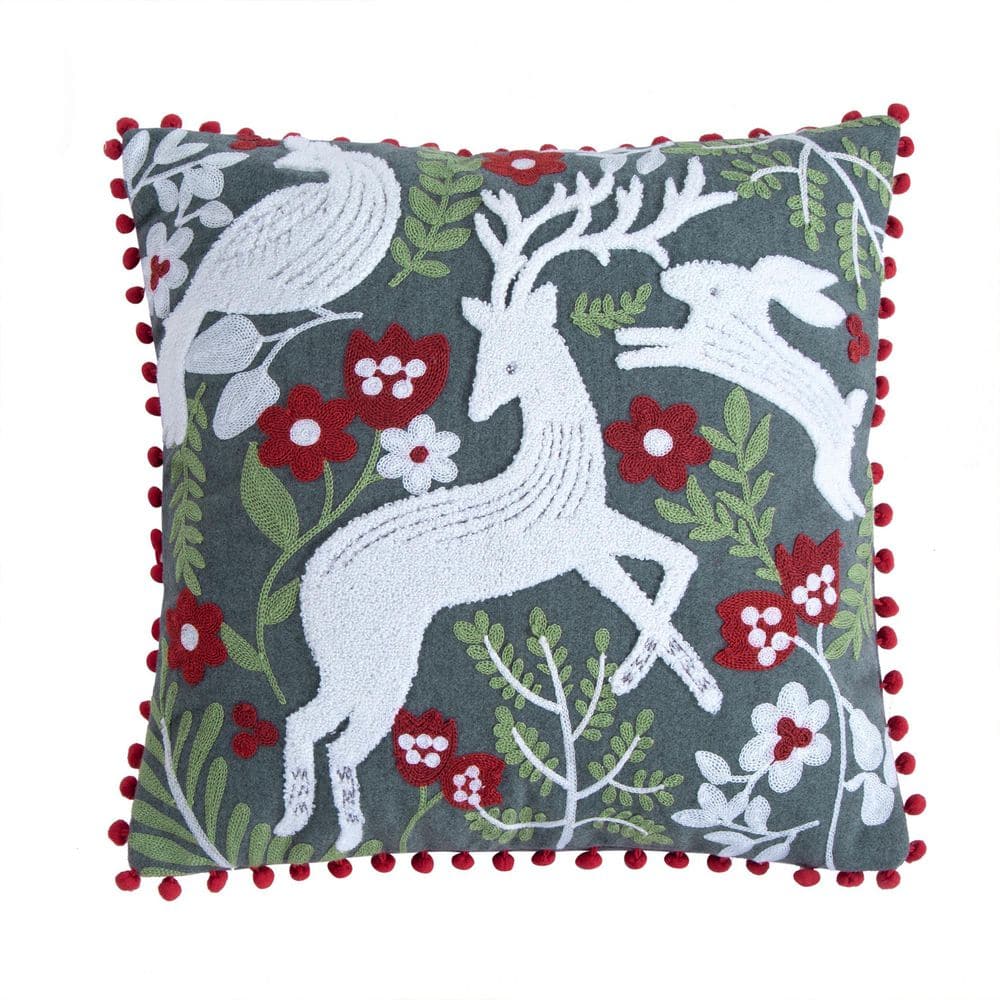 Woodland Deer Christmas Pillow | Little Birdie