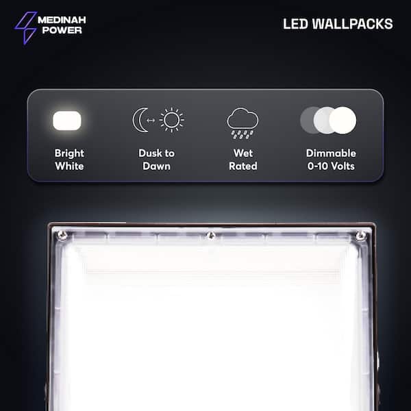 WP Series 100-Watt Equivalent Integrated LED Bronze Outdoor Small Wall Pack Light, 4,733 Lumens, 4000K Bright White