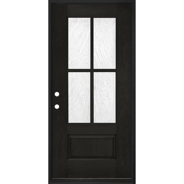 Steves & Sons 36 in. x 80 in. Regency 3/4-Lite 4SDL Brook Decorative Glass RHIS Onyx Fiberglass Prehung Front Door 4-9/16 in. Jamb