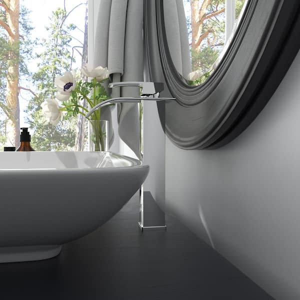 BWE Waterfall Single Hole Single Handle Tall Bathroom Vessel Sink