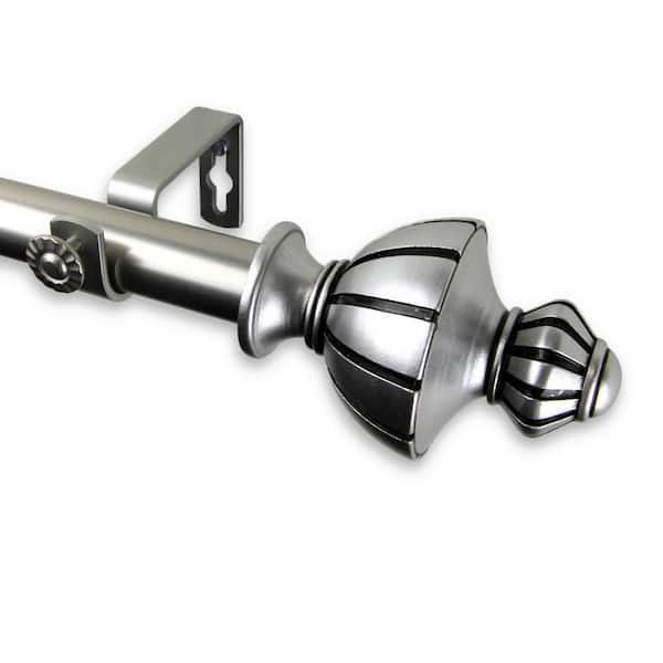 Rod Desyne Jerome 160 in. - 240 in. Adjustable 1 in. Dia Single Curtain Rod in Satin Nickel