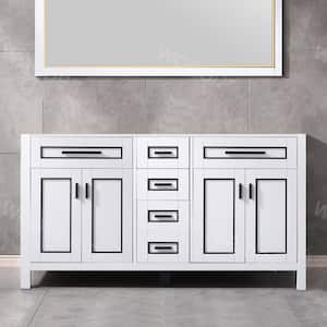 Millan 61 in.W x 22 in.D x 38 in.H Bathroom Vanity Cabinet Only without Top in White