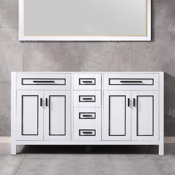 WOODBRIDGE Millan 61 in.W x 22 in.D x 38 in.H Bathroom Vanity Cabinet Only without Top in White