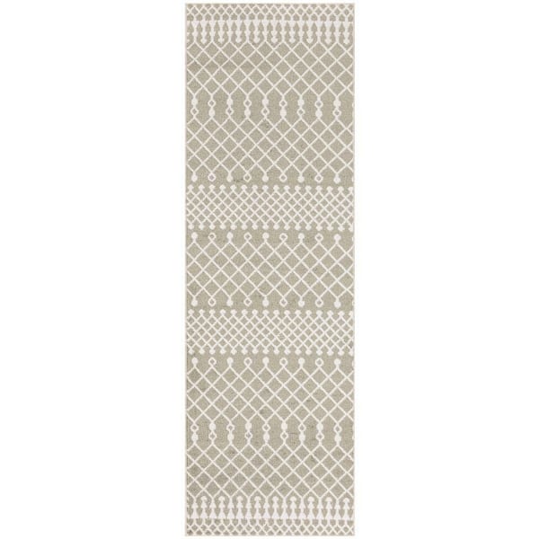 Nourison Astra Machine Washable Sage 2 ft. x 6 ft. Moroccan Transitional Runner Area Rug
