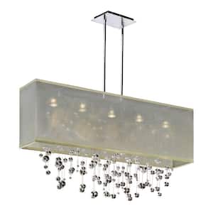 Finishing Touches 007 5-Light Smooth Crystal Balls and Polished Chrome Chandelier W Taupe Rectangular Shade