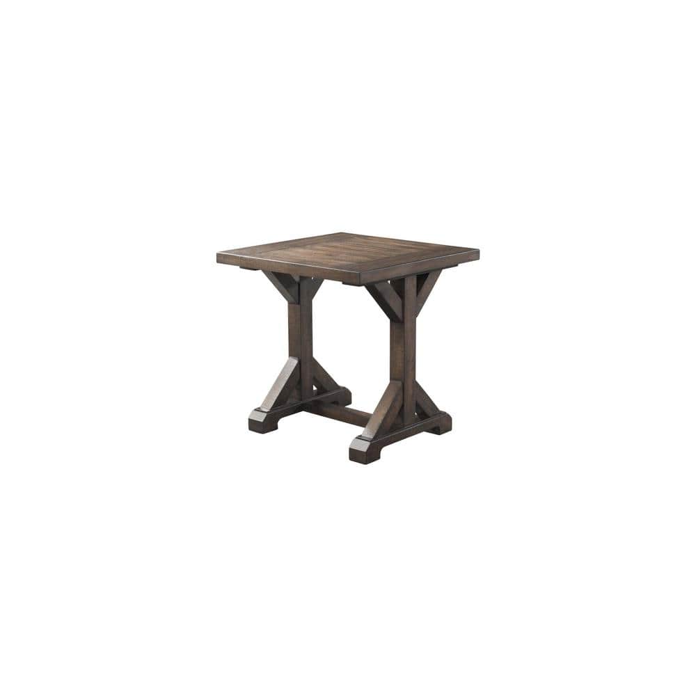 Flynn Rustic Walnut Solid Wood Square End Table