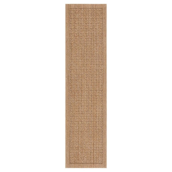 Palm Beach 2 ft. x 12 ft. Natural Speckled Border Runner Rug