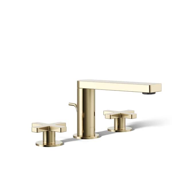 KOHLER Composed Widespread Double Handle 1.2 GPM Bathroom Sink Faucet with Cross Handles in Vibrant French Gold