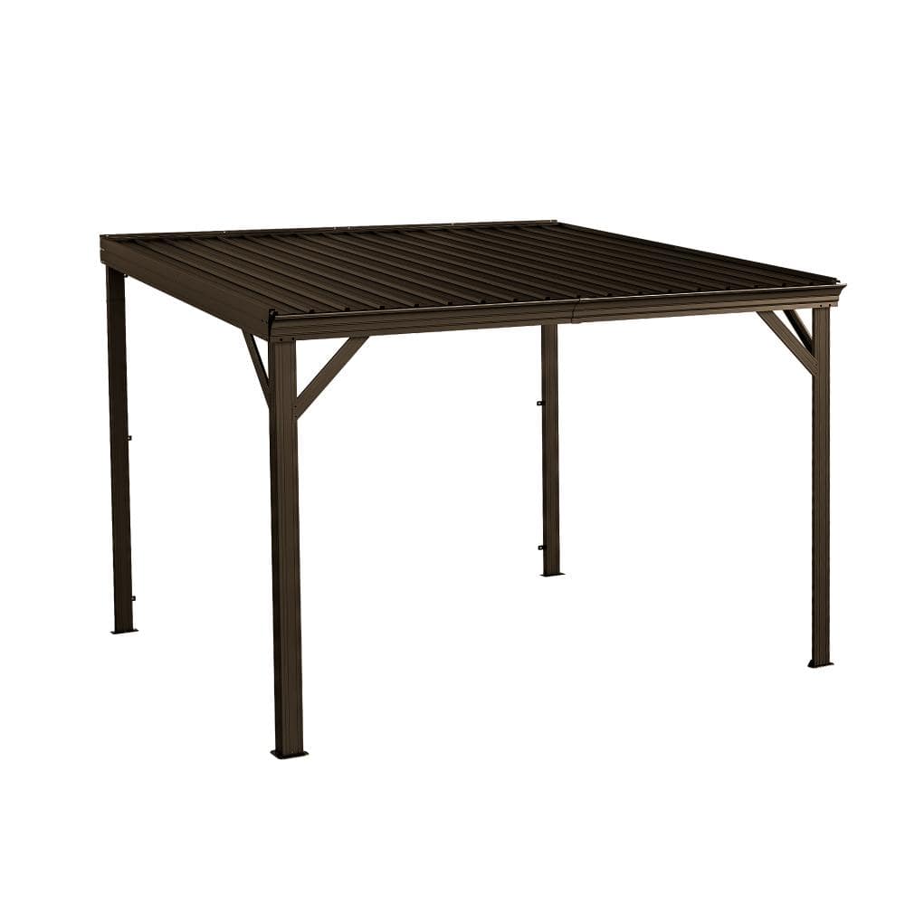 10 ft. x 10 ft. Brown Hardtop Wall Mounted Gazebo with Sloping Galvanized Steel Roof, Drainage System price history on PriceWatchPro