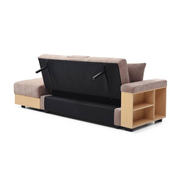 Z-joyee 84.65 in.Brown Cotton Full Size Sofa Bed with 2 Z-joyee 84.65 in.Brown Cotton Full Size Sofa Bed with 2