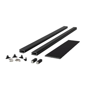 BRIO 36 in. x 72 in. (Actual: 36 in. x 70 in.) Black PVC Composite Line Railing Kit w/Round Aluminum Black Balusters