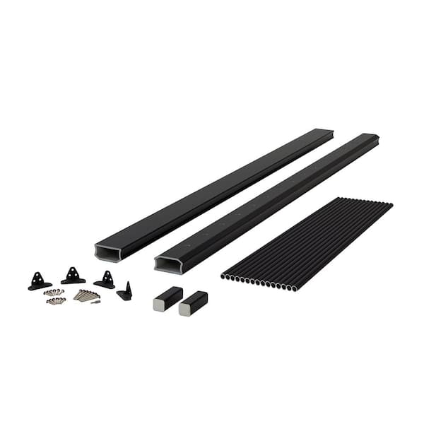Fiberon BRIO 36 in. x 72 in. (Actual: 36 in. x 70 in.) Black PVC Composite Line Railing Kit w/Round Aluminum Black Balusters