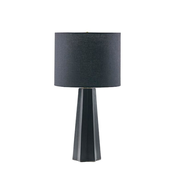 22 in. H Geometric Ceramic Table Lamp, Black