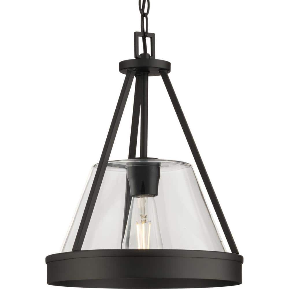 Progress Lighting Aleswith Collection 12 in. 1-Light Matte Black Rustic ...