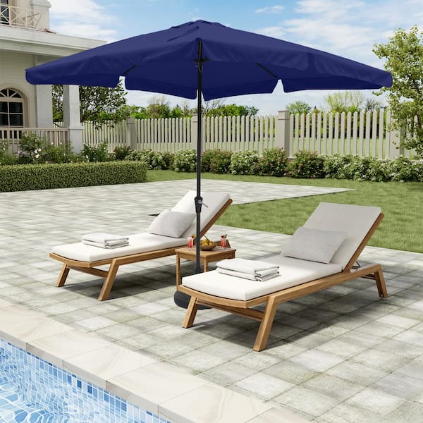 10 ft. x 8 ft. Rectangle Navy Blue Market Patio Umbrella