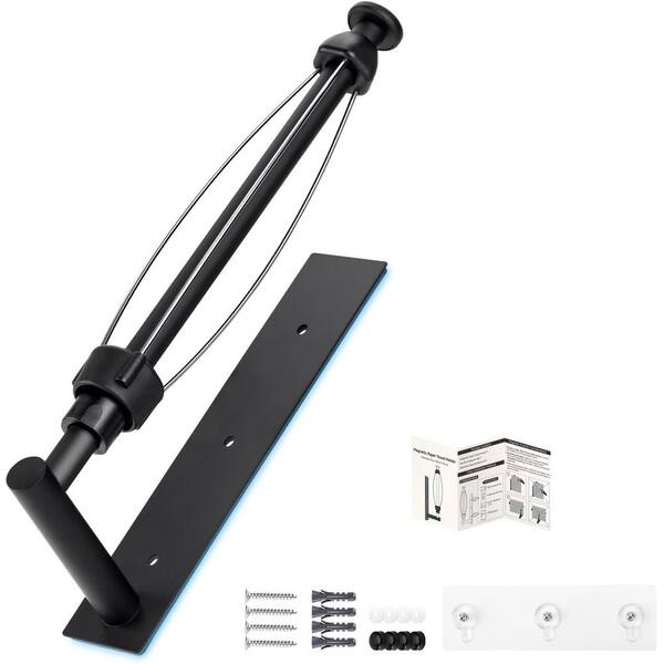 Magnetic Mount Black Paper Towel Holder Powerful Grip Adjustable Damping for Fridge Kitchen Garage RV 1 Piece