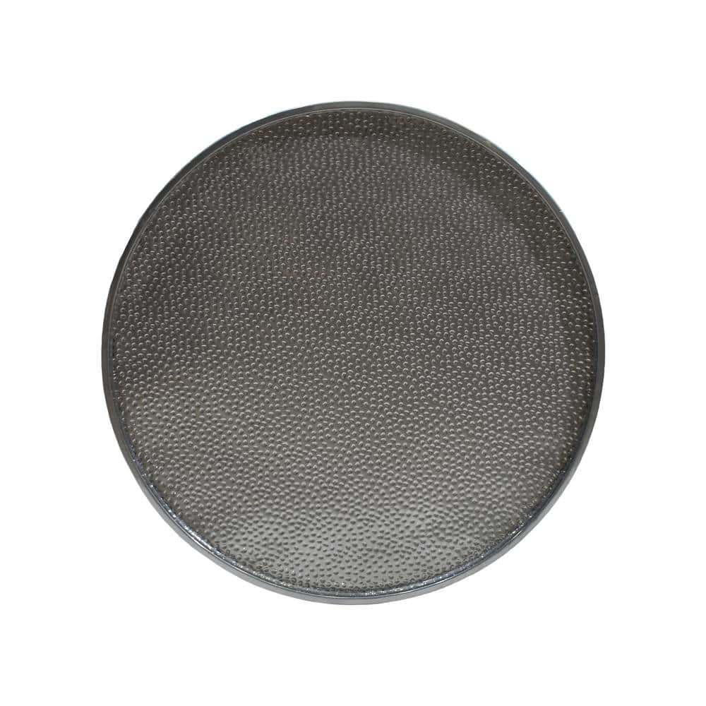 Contemporary 26" Silver Hammered Metal Round Coffee Table